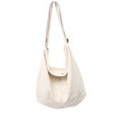 Maxbell messenger Bag High Capacity Reusable Canvas Tote for Gift Shopping Women White