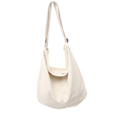 Maxbell messenger Bag High Capacity Reusable Canvas Tote for Gift Shopping Women White