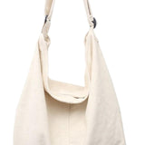 Maxbell messenger Bag High Capacity Reusable Canvas Tote for Gift Shopping Women White