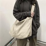 Maxbell messenger Bag High Capacity Reusable Canvas Tote for Gift Shopping Women White
