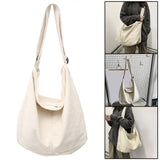 Maxbell messenger Bag High Capacity Reusable Canvas Tote for Gift Shopping Women White