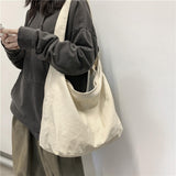 Maxbell messenger Bag High Capacity Reusable Canvas Tote for Gift Shopping Women White