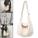 Maxbell messenger Bag High Capacity Reusable Canvas Tote for Gift Shopping Women White