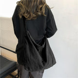 Maxbell messenger Bag High Capacity Reusable Canvas Tote for Gift Shopping Women Black