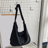 Maxbell messenger Bag High Capacity Reusable Canvas Tote for Gift Shopping Women Black
