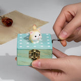 Maxbell Wooden Hand Crank Music Box for Women Halloween Gifts Party Decoration Yellow Cat