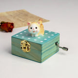 Maxbell Wooden Hand Crank Music Box for Women Halloween Gifts Party Decoration Yellow Cat
