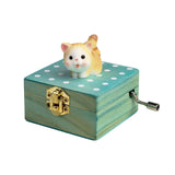 Maxbell Wooden Hand Crank Music Box for Women Halloween Gifts Party Decoration Yellow Cat