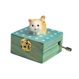 Maxbell Wooden Hand Crank Music Box for Women Halloween Gifts Party Decoration Yellow Cat