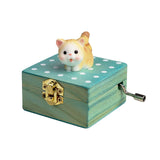 Maxbell Wooden Hand Crank Music Box for Women Halloween Gifts Party Decoration Yellow Cat