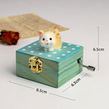 Maxbell Wooden Hand Crank Music Box for Women Halloween Gifts Party Decoration Yellow Cat