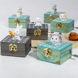 Maxbell Wooden Hand Crank Music Box for Women Halloween Gifts Party Decoration Gray Dog