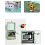 Maxbell Wooden Hand Crank Music Box for Women Halloween Gifts Party Decoration Gray Dog