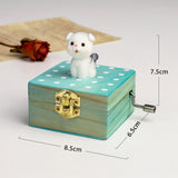 Maxbell Wooden Hand Crank Music Box for Women Halloween Gifts Party Decoration Gray Dog