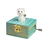 Maxbell Wooden Hand Crank Music Box for Women Halloween Gifts Party Decoration Gray Dog