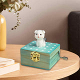 Maxbell Wooden Hand Crank Music Box for Women Halloween Gifts Party Decoration Gray Dog