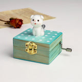 Maxbell Wooden Hand Crank Music Box for Women Halloween Gifts Party Decoration Gray Dog