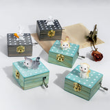 Maxbell Wooden Hand Crank Music Box for Women Halloween Gifts Party Decoration Gray Dog