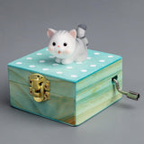 Maxbell Wooden Hand Crank Music Box for Women Halloween Gifts Party Decoration Gray Cat