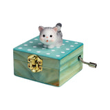 Maxbell Wooden Hand Crank Music Box for Women Halloween Gifts Party Decoration Gray Cat