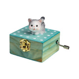 Maxbell Wooden Hand Crank Music Box for Women Halloween Gifts Party Decoration Gray Cat