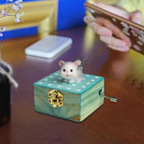 Maxbell Wooden Hand Crank Music Box for Women Halloween Gifts Party Decoration Gray Cat
