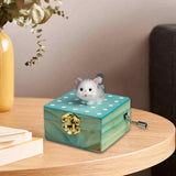 Maxbell Wooden Hand Crank Music Box for Women Halloween Gifts Party Decoration Gray Cat
