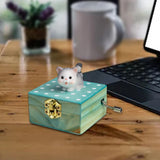 Maxbell Wooden Hand Crank Music Box for Women Halloween Gifts Party Decoration Gray Cat