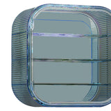 Maxbell Acrylic Display Case with Door Shelves Multi Tier for Figures Model Toy Shop 3 Layer Blue