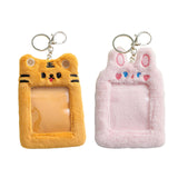 Maxbell Plush Keychain Holder Plush Protective Case Photocard Holder for Household Yellow Tiger