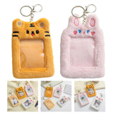 Maxbell Plush Keychain Holder Plush Protective Case Photocard Holder for Household Yellow Tiger