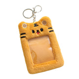 Maxbell Plush Keychain Holder Plush Protective Case Photocard Holder for Household Yellow Tiger