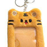 Maxbell Plush Keychain Holder Plush Protective Case Photocard Holder for Household Yellow Tiger