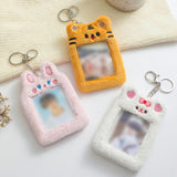 Maxbell Plush Keychain Holder Plush Protective Case Photocard Holder for Household Yellow Tiger