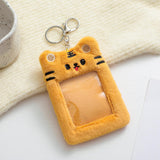 Maxbell Plush Keychain Holder Plush Protective Case Photocard Holder for Household Yellow Tiger