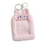 Maxbell Plush Keychain Holder Plush Protective Case Photocard Holder for Household Pink Rabbit