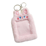 Maxbell Plush Keychain Holder Plush Protective Case Photocard Holder for Household Pink Rabbit