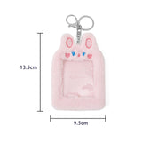 Maxbell Plush Keychain Holder Plush Protective Case Photocard Holder for Household Pink Rabbit