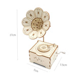 Maxbell 3D Wooden Puzzle Gramophone Music Box Build DIY Hand Cranking
