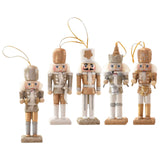 Maxbell Maxbell 5Pcs 13cm Wooden Soldier Nutcracker Figures Hanging Decorations Durable