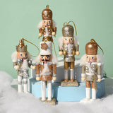 Maxbell Maxbell 5Pcs 13cm Wooden Soldier Nutcracker Figures Hanging Decorations Durable