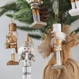 Maxbell Maxbell 5Pcs 13cm Wooden Soldier Nutcracker Figures Hanging Decorations Durable