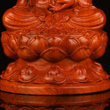 Maxbell Maxbell Wood Guan Yin Statue Worship Figurine Feng Shui for Desktop Home Decor Brown