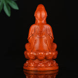 Maxbell Maxbell Wood Guan Yin Statue Worship Figurine Feng Shui for Desktop Home Decor Brown