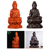 Maxbell Maxbell Wood Guan Yin Statue Worship Figurine Feng Shui for Desktop Home Decor Brown