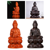 Maxbell Maxbell Wood Guan Yin Statue Worship Figurine Feng Shui for Desktop Home Decor Brown