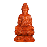 Maxbell Maxbell Wood Guan Yin Statue Worship Figurine Feng Shui for Desktop Home Decor Brown