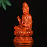 Maxbell Maxbell Wood Guan Yin Statue Worship Figurine Feng Shui for Desktop Home Decor Brown