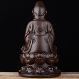 Maxbell Maxbell Wood Guan Yin Statue Worship Figurine Feng Shui for Desktop Home Decor Black