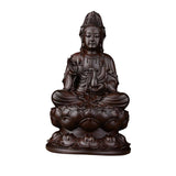 Maxbell Maxbell Wood Guan Yin Statue Worship Figurine Feng Shui for Desktop Home Decor Black